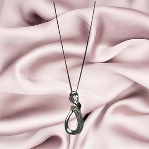 Sterling Silver Diamond Loop Necklace 18”.